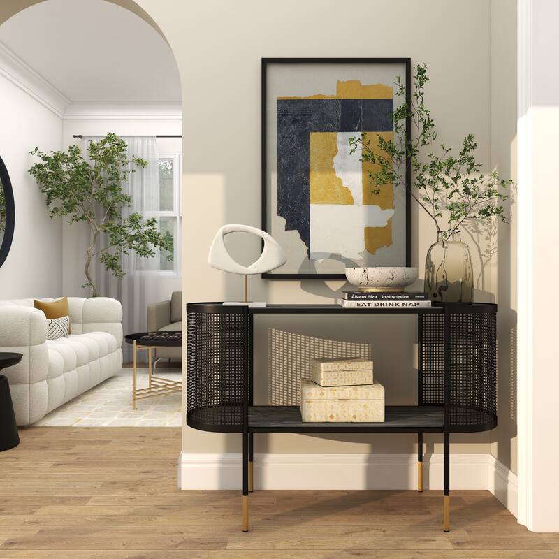 White Polystone Cut-Out Abstract Decorative Sculpture with Marble Stand