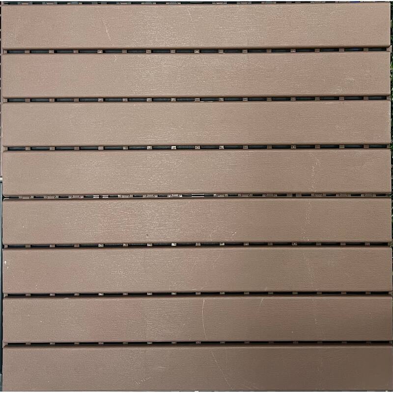 24 pieces of dark gray outdoor terrace deck tiles, DIY interlocking decking floor tiles, easy to install patio tiles