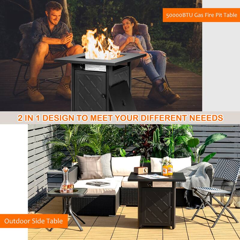 28'' Propane Fire Pit Table 50,000 BTU Patio Square Gas Fireplace