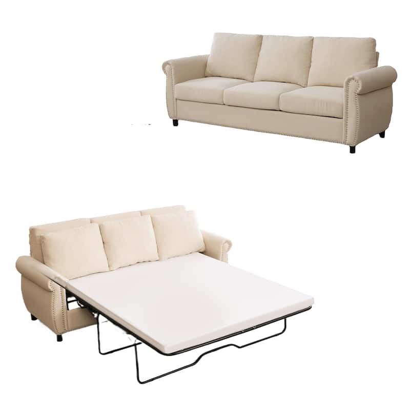 Sleeper Sofa Daybed, Pull Out Couch with Mattress, 3-in-1 Seater Upholstery Sectional Couches Convertible Sofa Bed