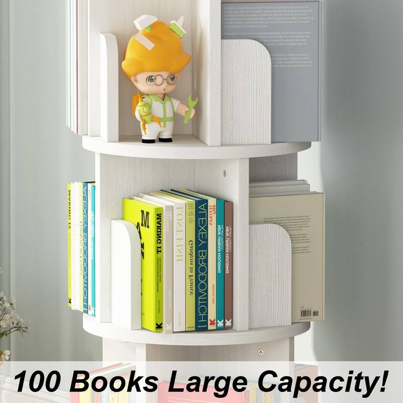Corner Spinning Book Shelf for Small Space, 4-Tier Bookcase