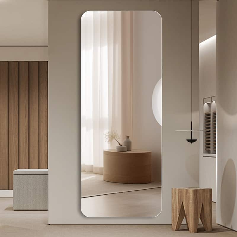 56"x 15" inch Full Body round corner mirror Wall hanging with hanging hole High quality 5mm silver mirror Explosion-proof glass - Clear