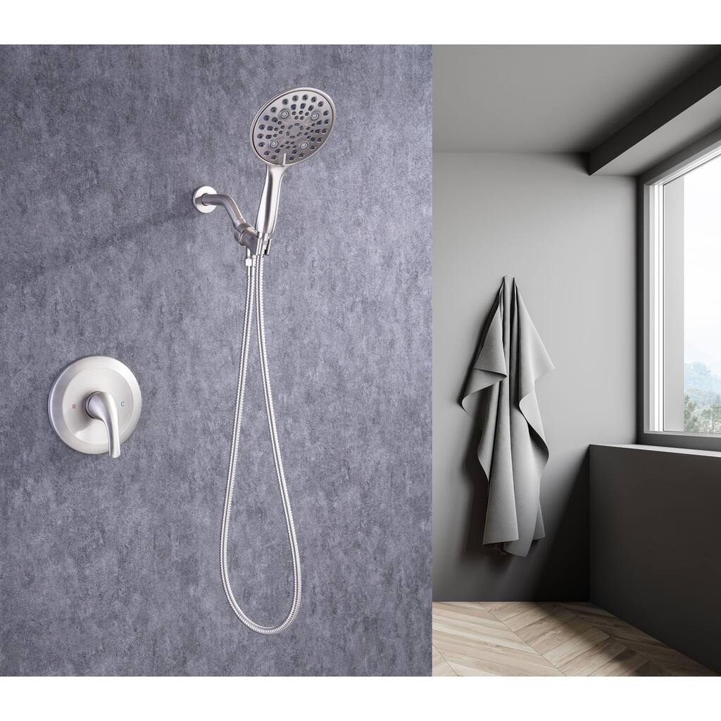 Dual-Function Shower Faucet,Trim Kit with 4-Spray In2ition 2-in-1 Dual Hand Held Shower Head with Hose(Valve Not Included)