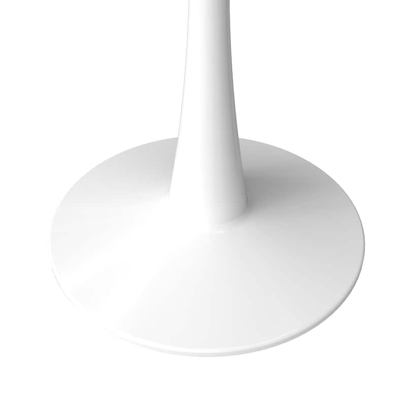 Bristol Round Dining Table for 4, 35" Sintered Stone Tabletop with White Stainless Steel Pedestal Base