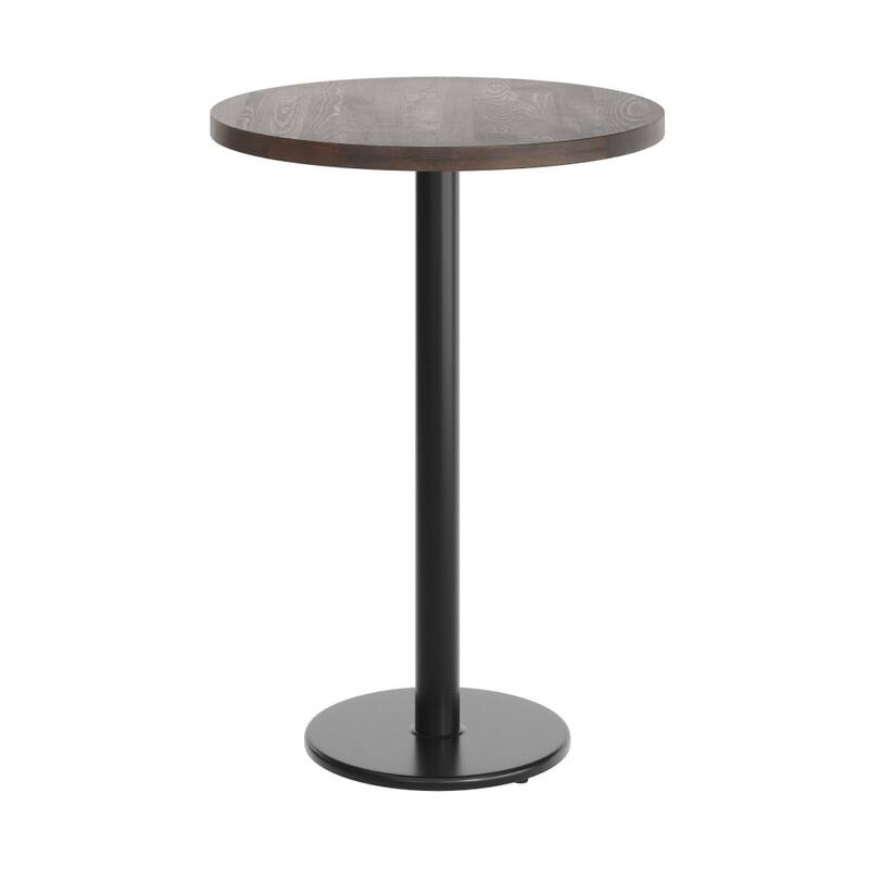 Round Solid Wood Commercial Tabletop with 18" Round Bar Height Base - 30"W x 30"D x 42"H