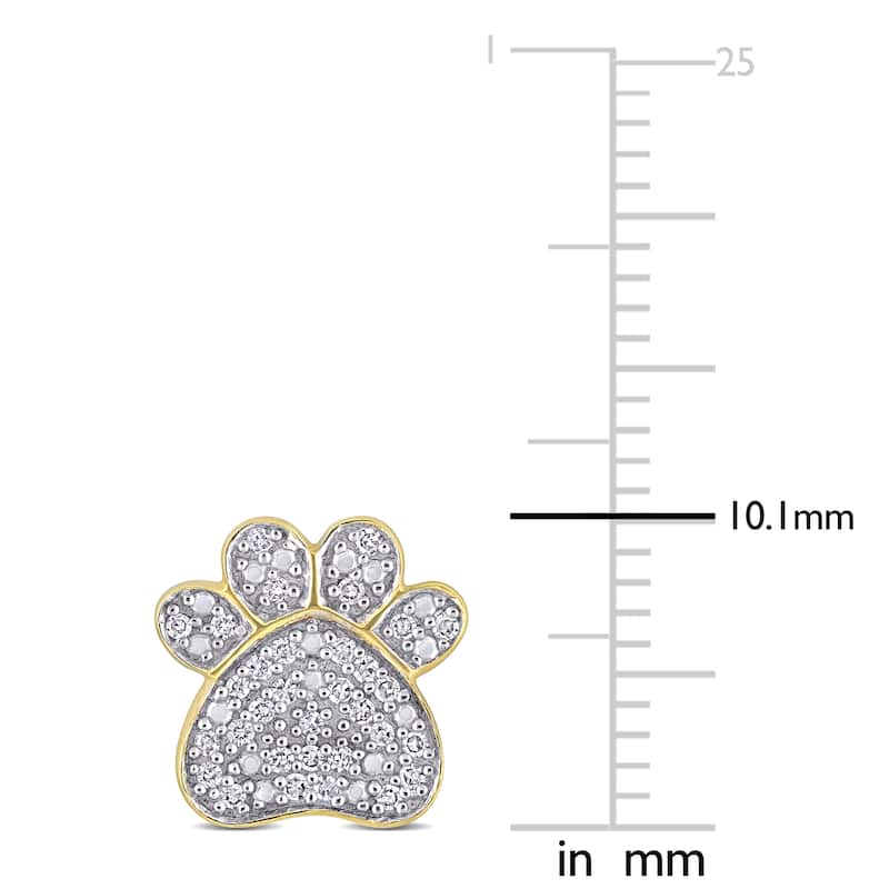 Miadora 10k Yellow Gold 1/5ct TDW Diamond Dog Paw Clustered Stud Earrings