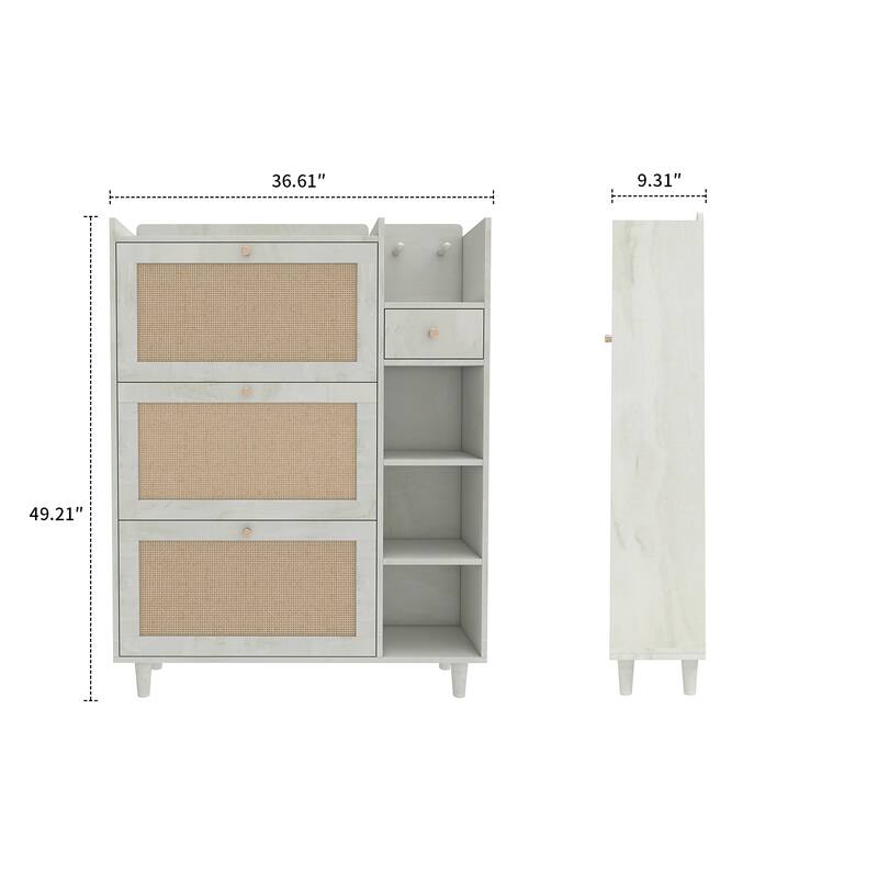 Classes Farmhouse Wood Shoe Organizer Storage Cabinet with Breathable Mesh Holes