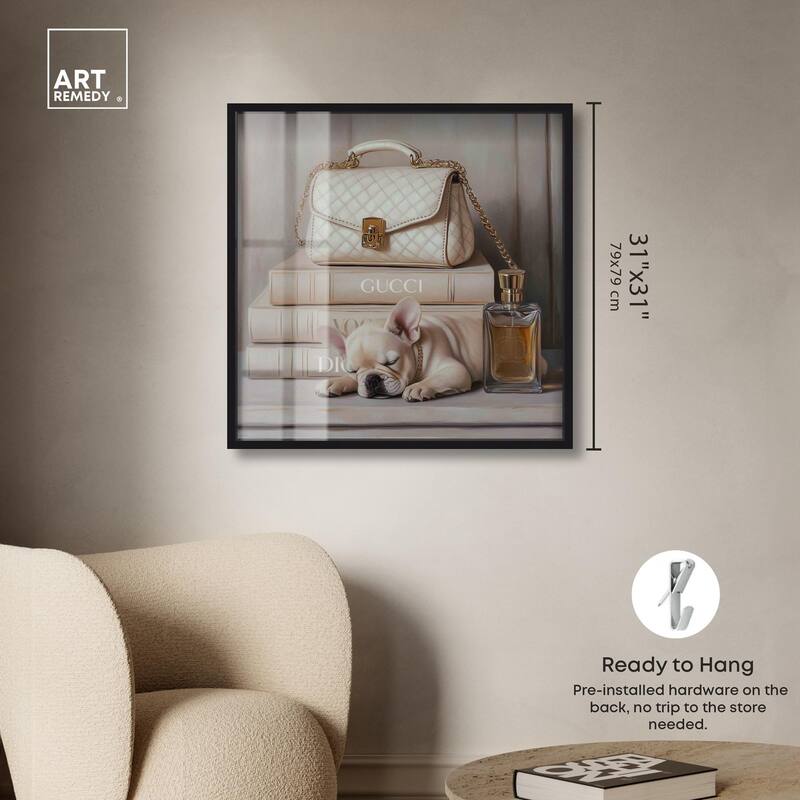 Ivory Books and Frenchie Shadowbox by Art Remedy
