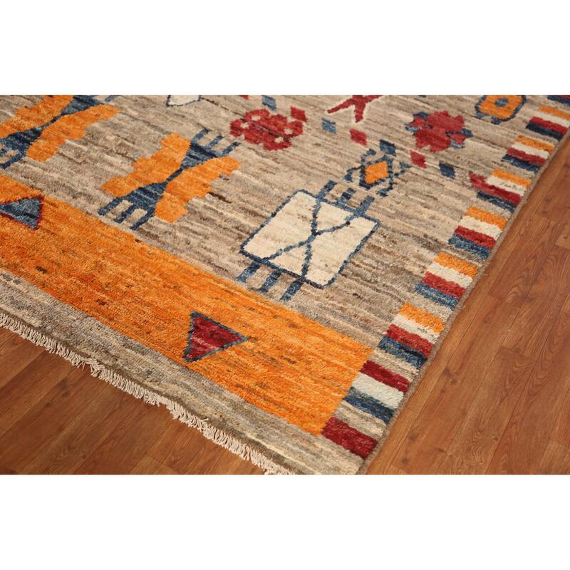 Geometric Moroccan Oriental Area Rug Handmade Wool Carpet - 7'0" x 9'8"