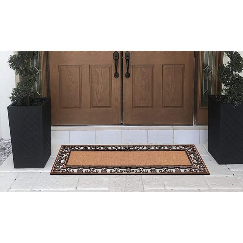 A1HC Rubber Coir Myla Welcome Entry Double Doormat 18"x48"