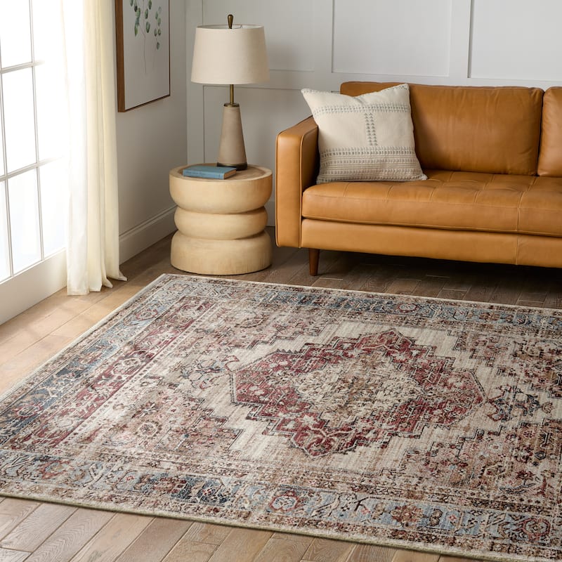 Emory Medallion Red/ Blue Area Rug