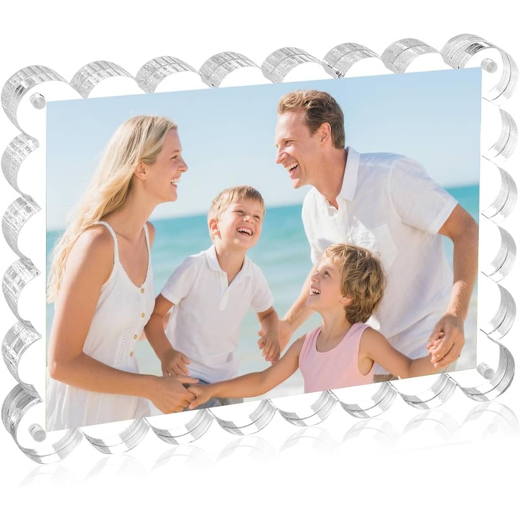 BP4U Acrylic Picture Frame, 1-Pack Tabletop Magnetic Freestanding Photo Frames for Hoem/Office Desktop Display