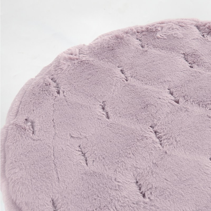 Jacquard Solid Fauxfur Round Ottoman