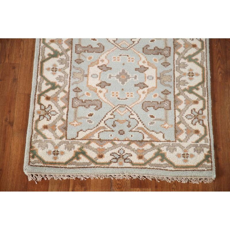Floral Oushak Oriental Runner Rug Handmade Wool Carpet - 2'7"x 15'8"