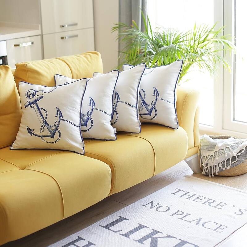 Nautica Anchor Printed 18" Throw Pillow Cover (Set of 4)