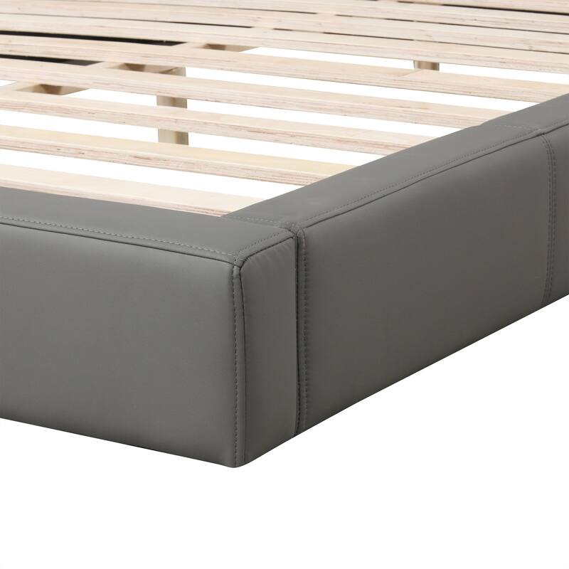 Christopher Knight Home - Faux Leather Upholstered Bed - Modern Platform Bed with Sturdy Wood Frame, No Box Spring Needed