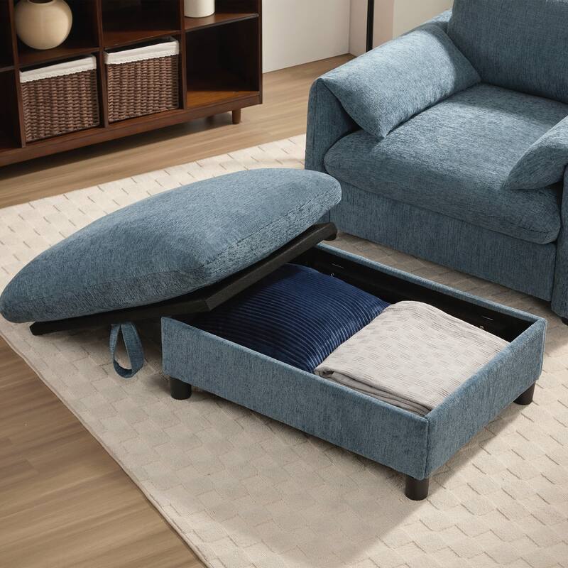 Comfy Chenille Armchair, Modern Cloud Chaise Lounge for Living Room&Apartment
