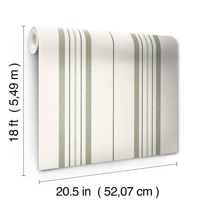 NuWallpaper Brownstone Boys Townhouse Stripe Ivy Peel and Stick Wallpaper - N/A