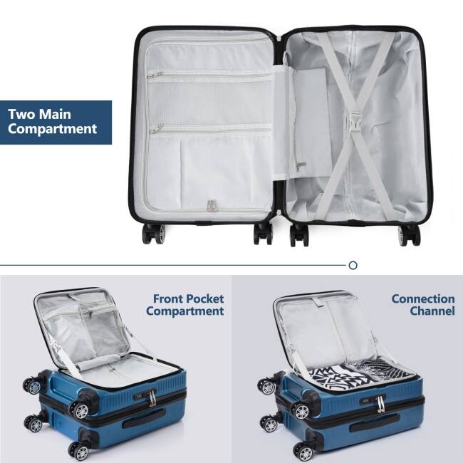 20 Inch Front Open Hardshell Luggage with Front Pocket and USB Port, 1 Portable Carrying Case
