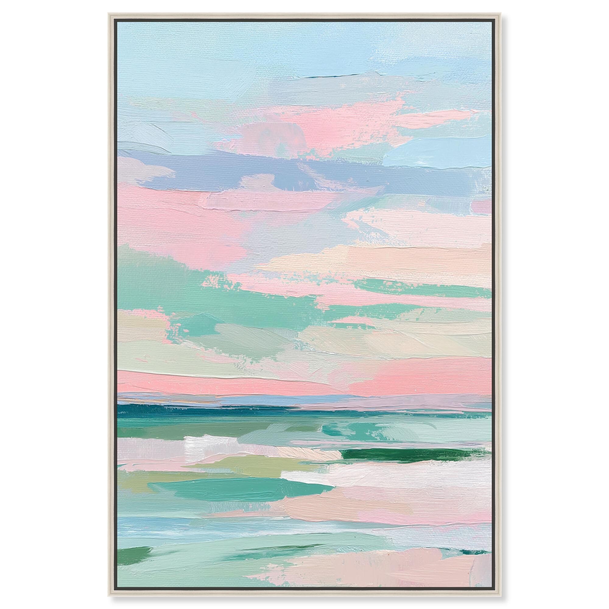 Blush Ocean II Pastel Coastal Art Framed Canvas Print by Art Remedy