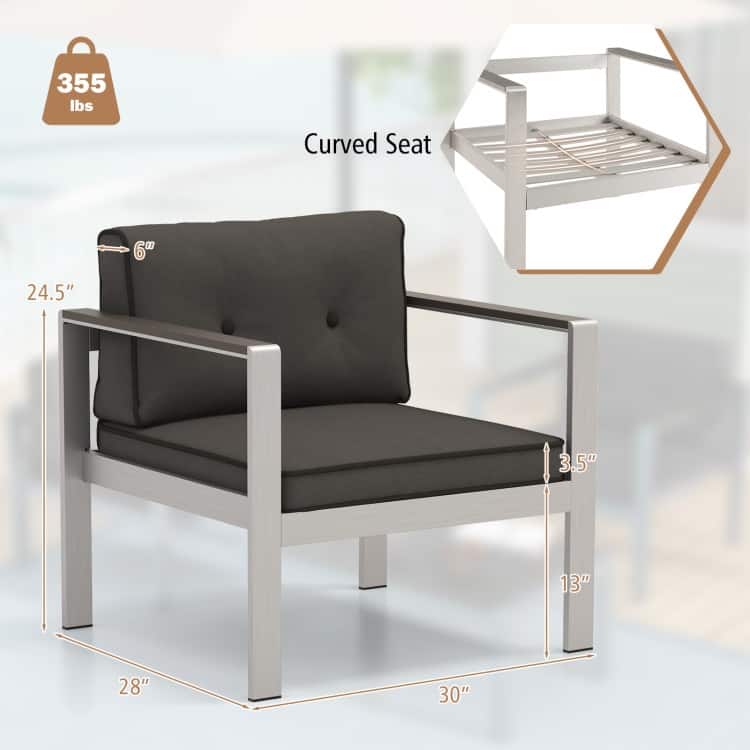 Contemporary Sofa Chair with WPC Armrests and Back Cushions - 30" x 28" x 24.5"