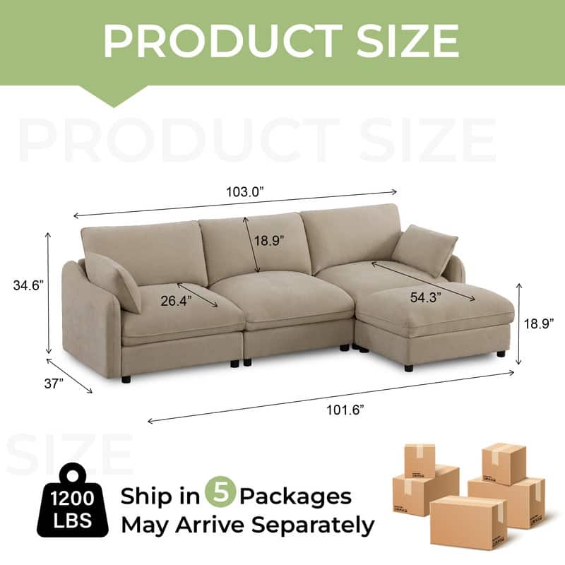 Spruce & Spring Oversized Cloud Modular Sectional Couches for Living Room