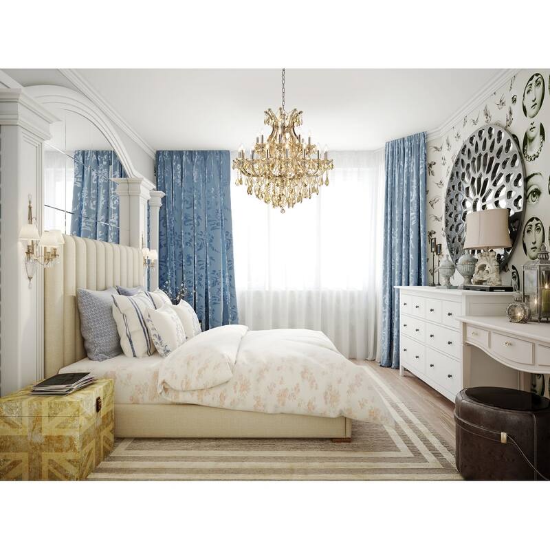 Fleur Illumination Collection Chandelier D:36in H:36in Lt:24 Golden Teak Finish