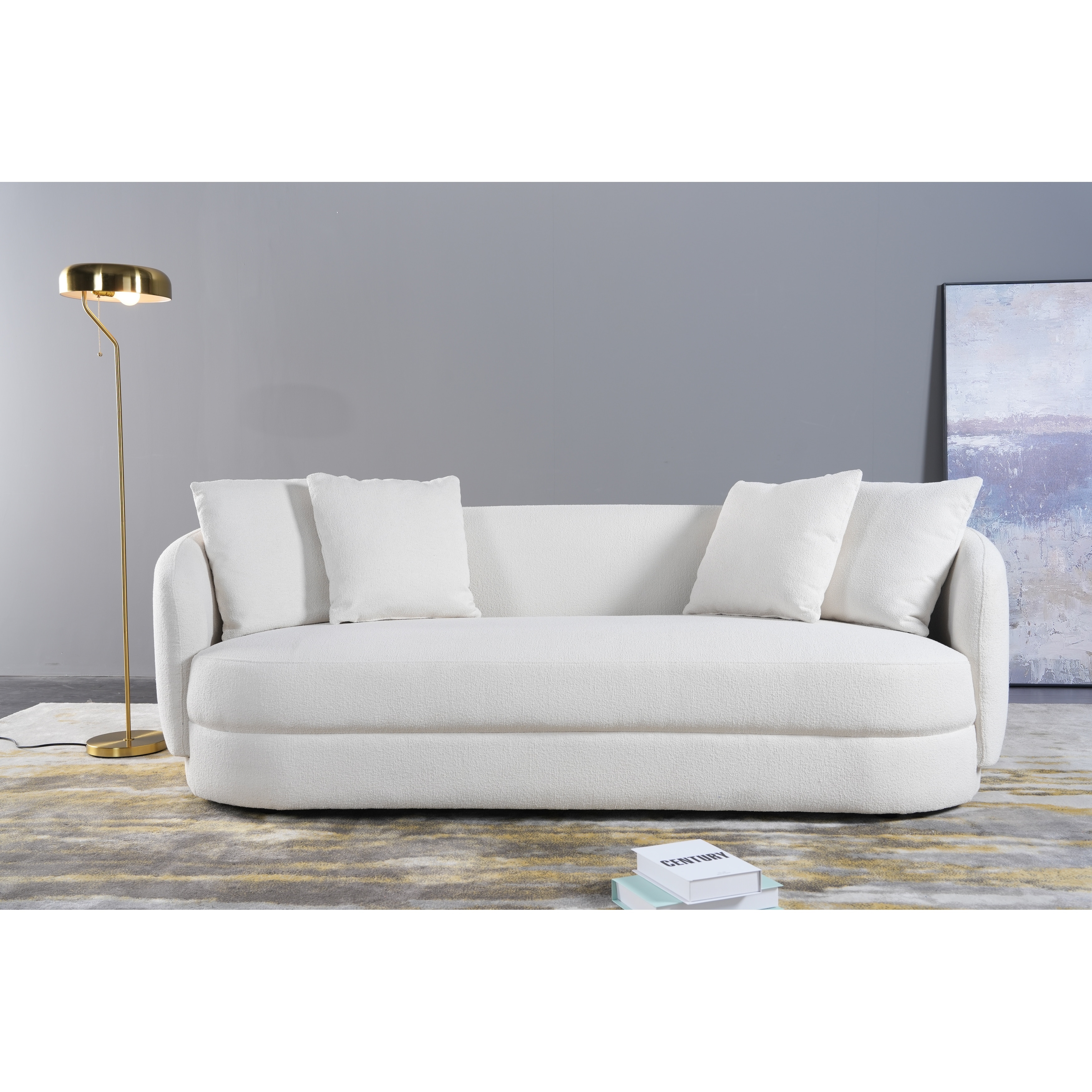 MasaBlackStudioシャクヤク Haas Japandi Style Luxury Modern Boucle Fabric Curved Sofa