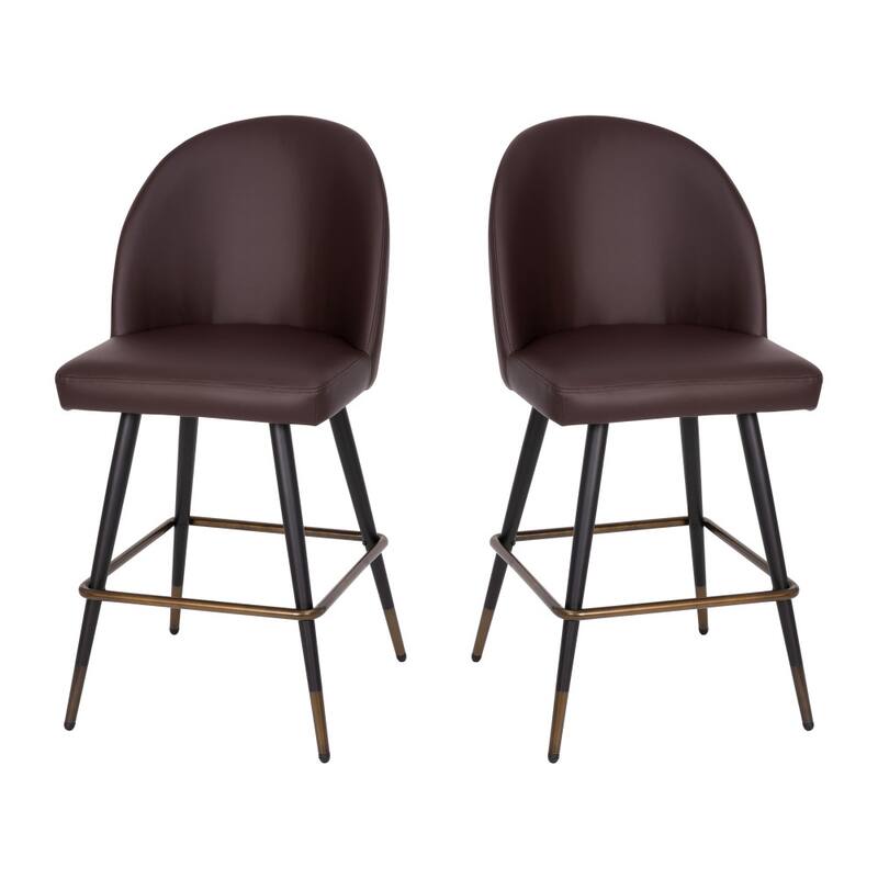 Set of 2 Upholstered Counter Stools with Steel Frames