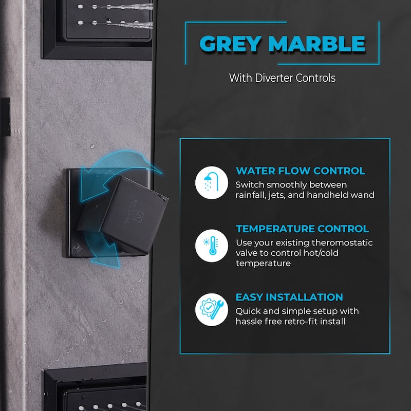 Aura 2-Jetted Shower Panel with Heavy Rain Shower & Spray Wand