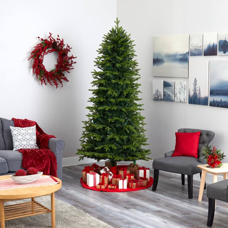 8' Belgium Fir "Natural Look" Artificial Christmas Tree with 650 Clear LED Lights