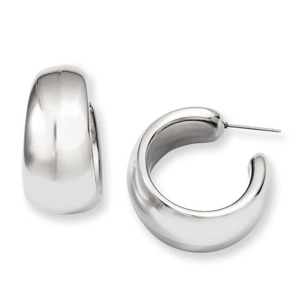Stainless Steel Polished Hollow Half Hoop Earrings Free Stainless Steel Polished Hollow Half Hoop Earrings
