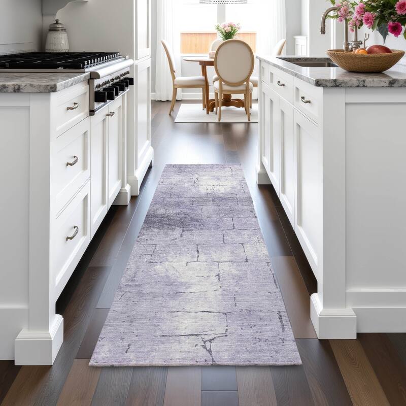 Machine Washable Indoor/Outdoor Vintage Bricks Chantille Rug