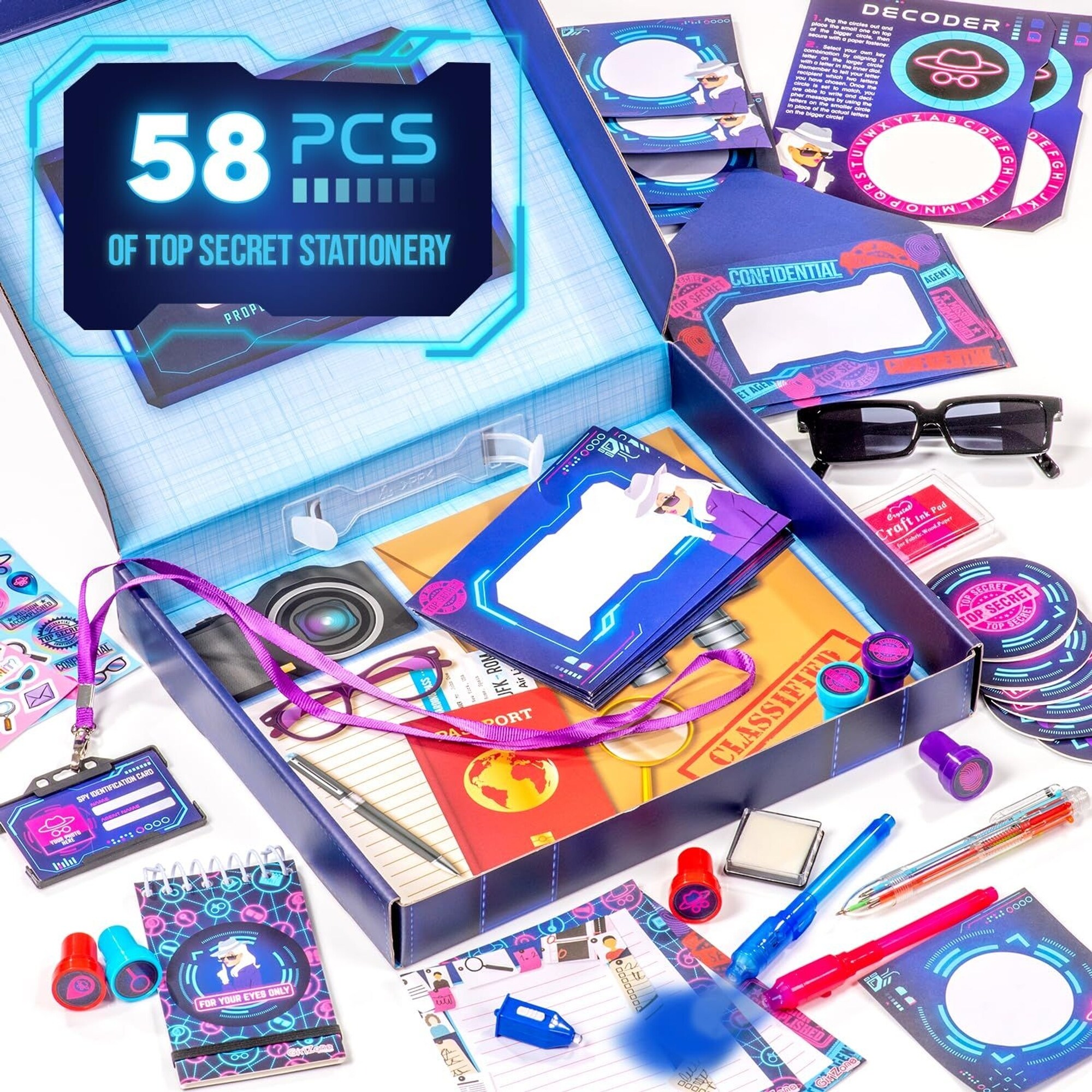 GirlZone Ultimate Secret Agent Writing Set, Exciting Spy Kit and