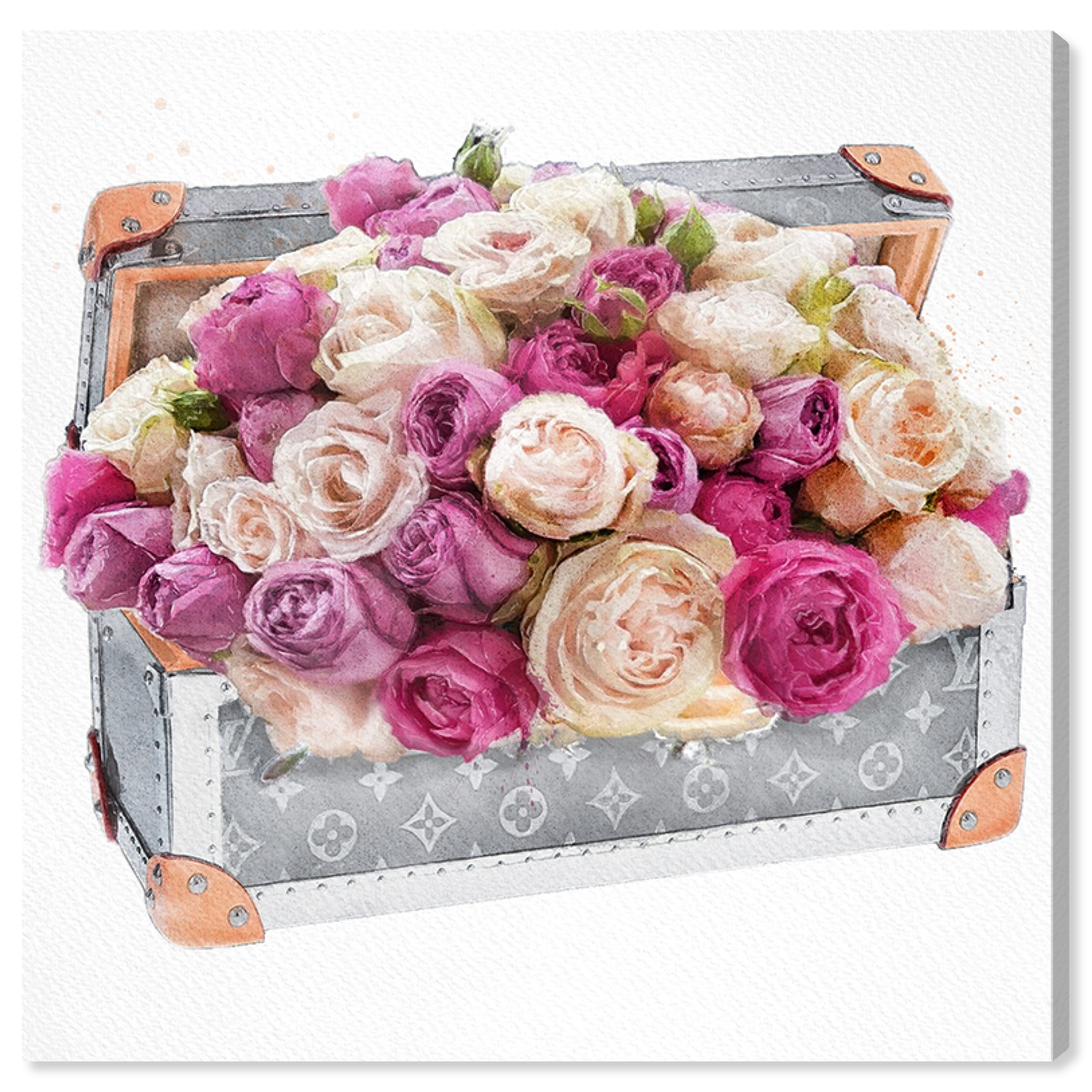 Rose Dreaming Trunk, Glam Flower Trunk Modern Pink Canvas Wall Art Print  for Bedroom - Bed Bath & Beyond - 36066078