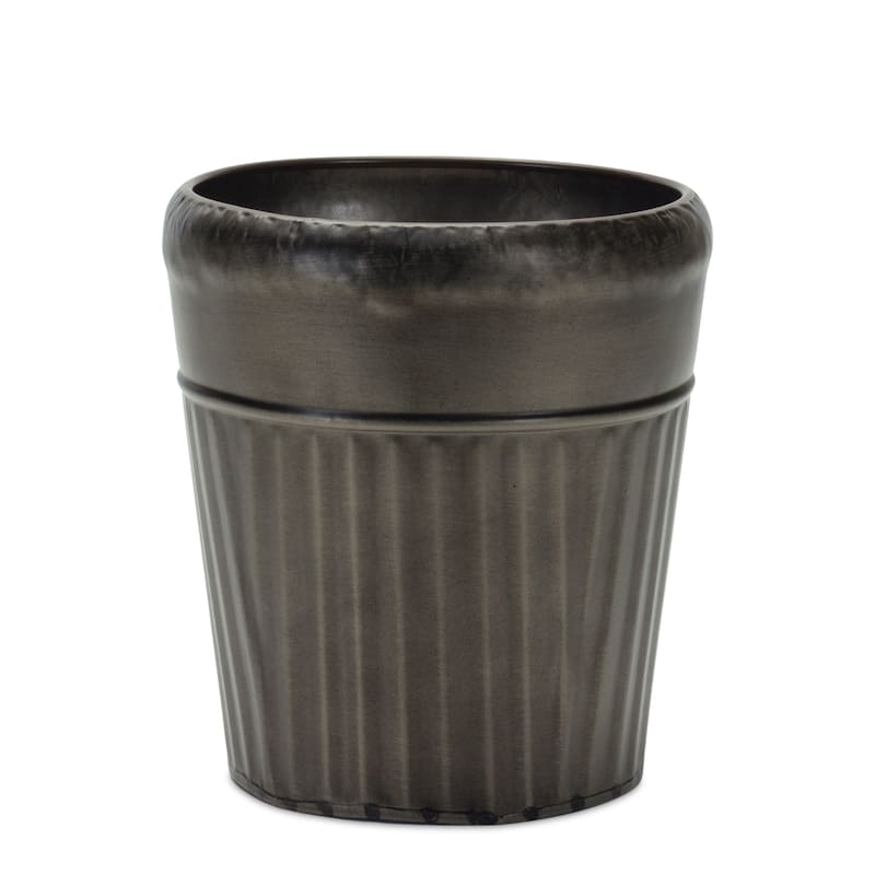 Pewter Metal Planter with Tapered Design (Set of 3)