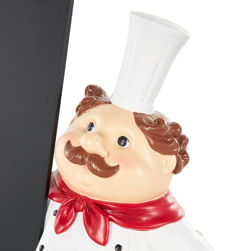 White Polystone Kitchen Decorative Figurine Chef Decorative Sculpture with Chalkboard