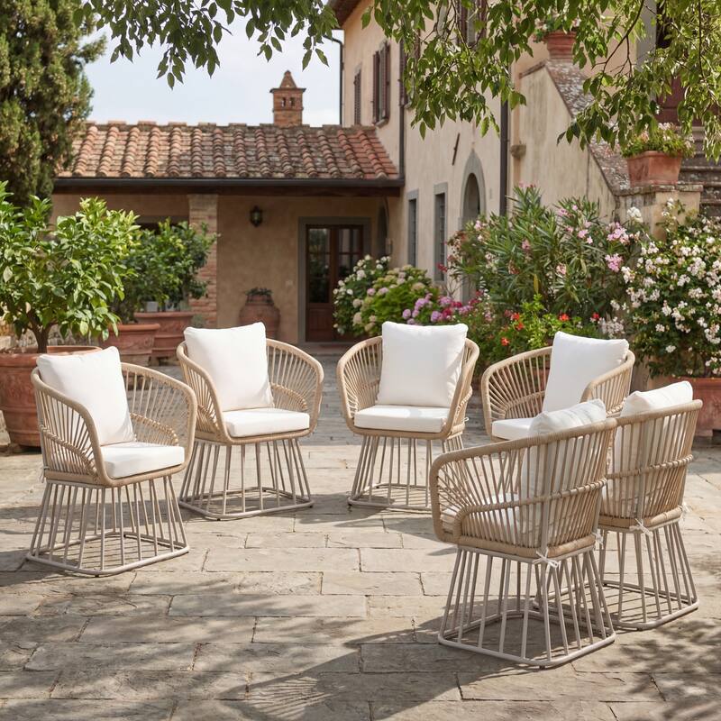Christopher Knight Home - Outdoor Wicker Dining Chair with Steel Frame & Cushion (Set of 1/2/4/6)