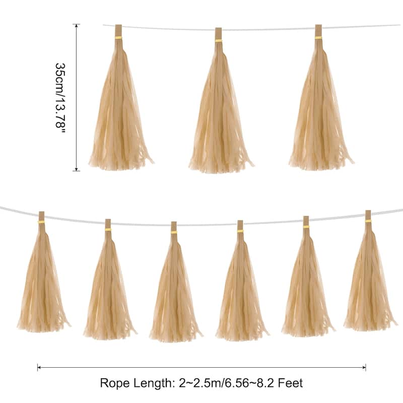 15Pcs Tassel Garland Banner with Rope - Khaki