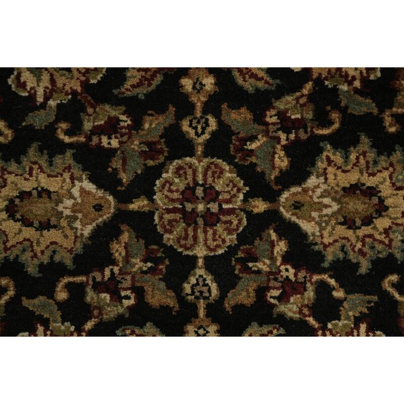 Hand Knotted Oriental 100% Wool Carpet Traditional All-Over Black Agra Runner Rug - 13' 1'' X 3' 0''