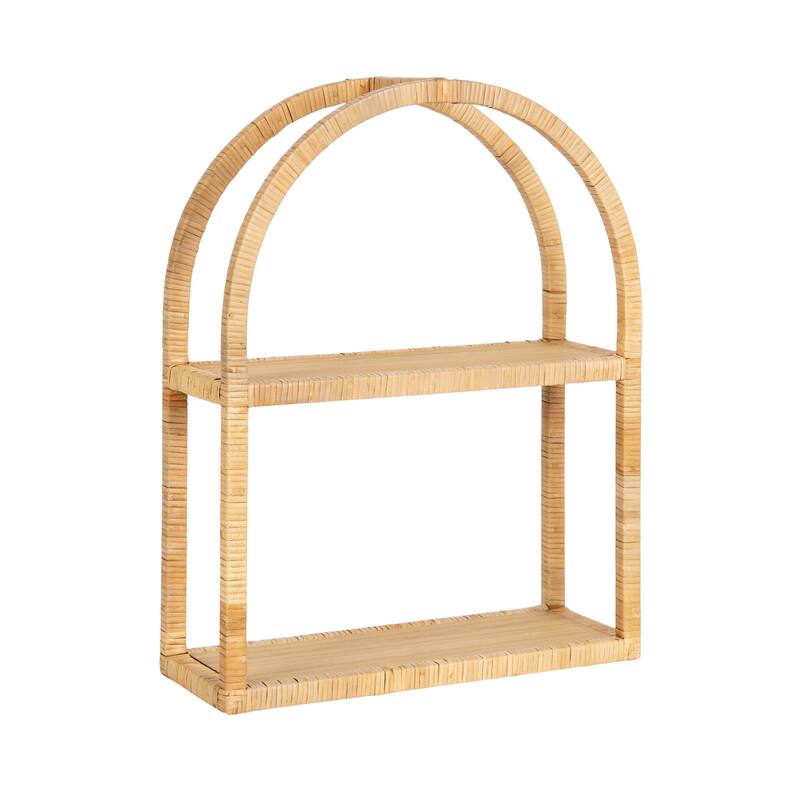Kate and Laurel Rahmati Rattan Wall Shelf - 18x23 - Natural