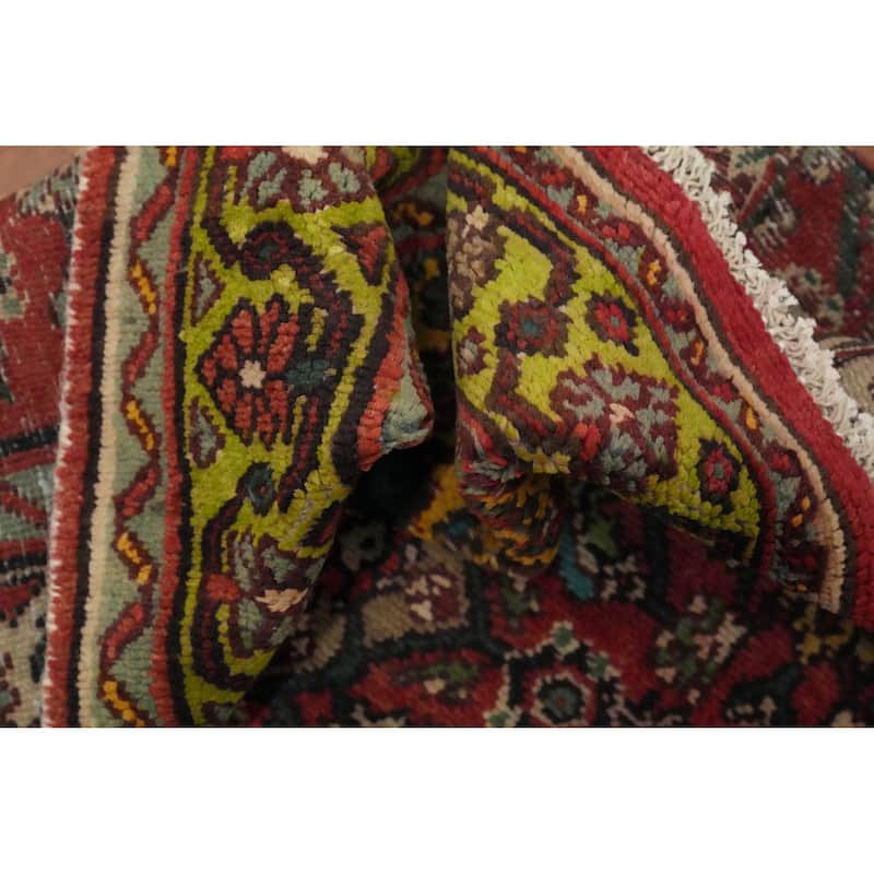 Hand Knotted Oriental 100% Wool Carpet Traditional Floral Oranges & Rust Hamedan Runner Rug - 10' 4'' X 3' 10''