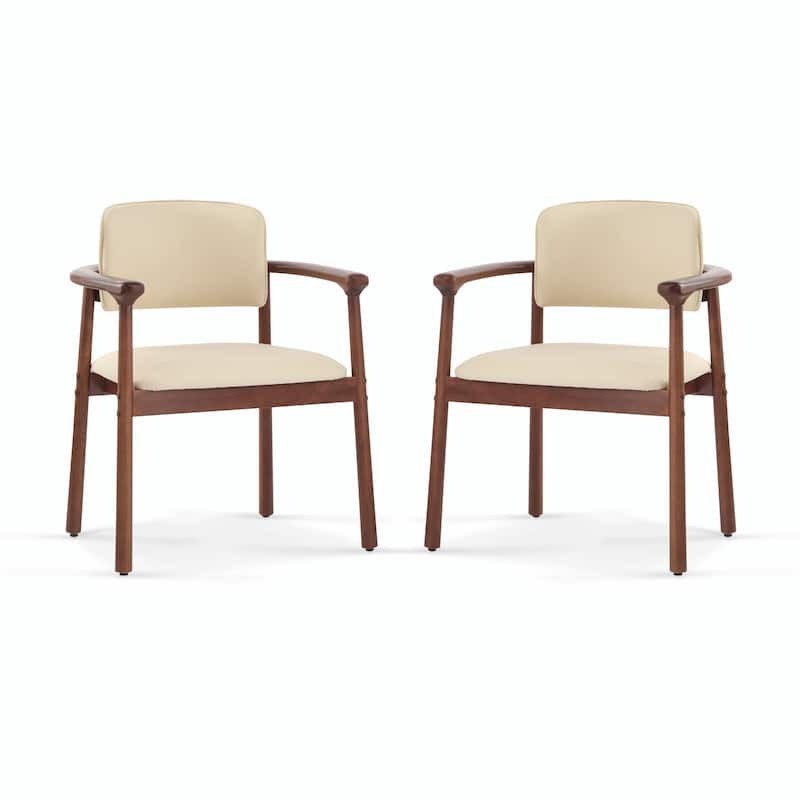 2-Pack Dining Room Chairs - Sturdy Rubber Wood, Comfortable PU Foam Seat