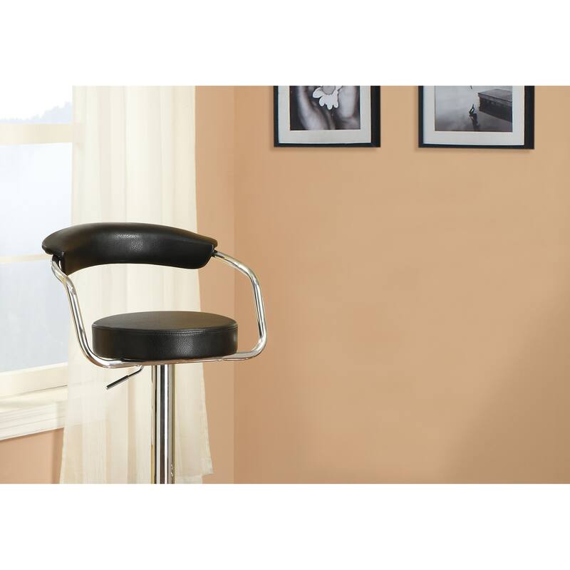Modern Set of 2 Bar Stools Set with Leather Backrest Padded Seat, Adjustable Swivel Kitchen Island Stools for Dining Room Bar