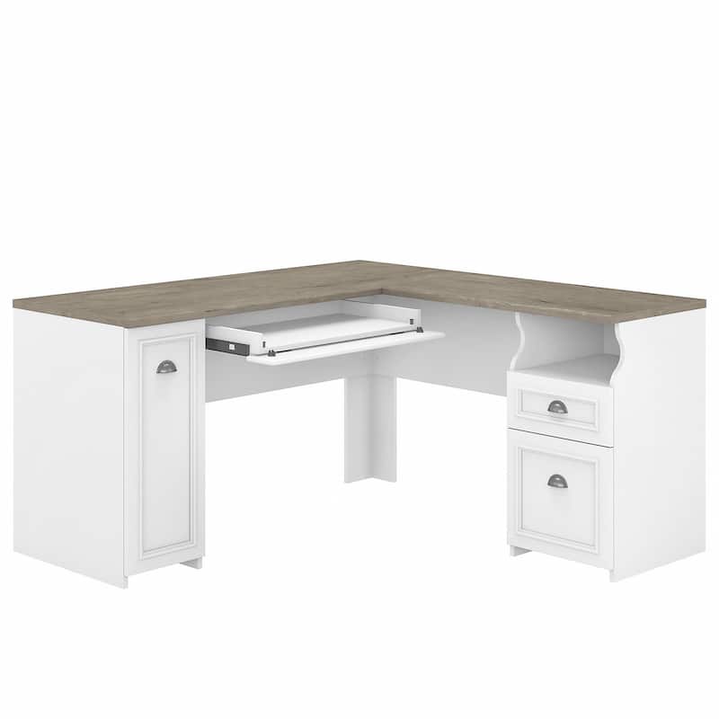Fairview 60W L Shaped Desk with Drawers and Cabinet by Bush Furniture