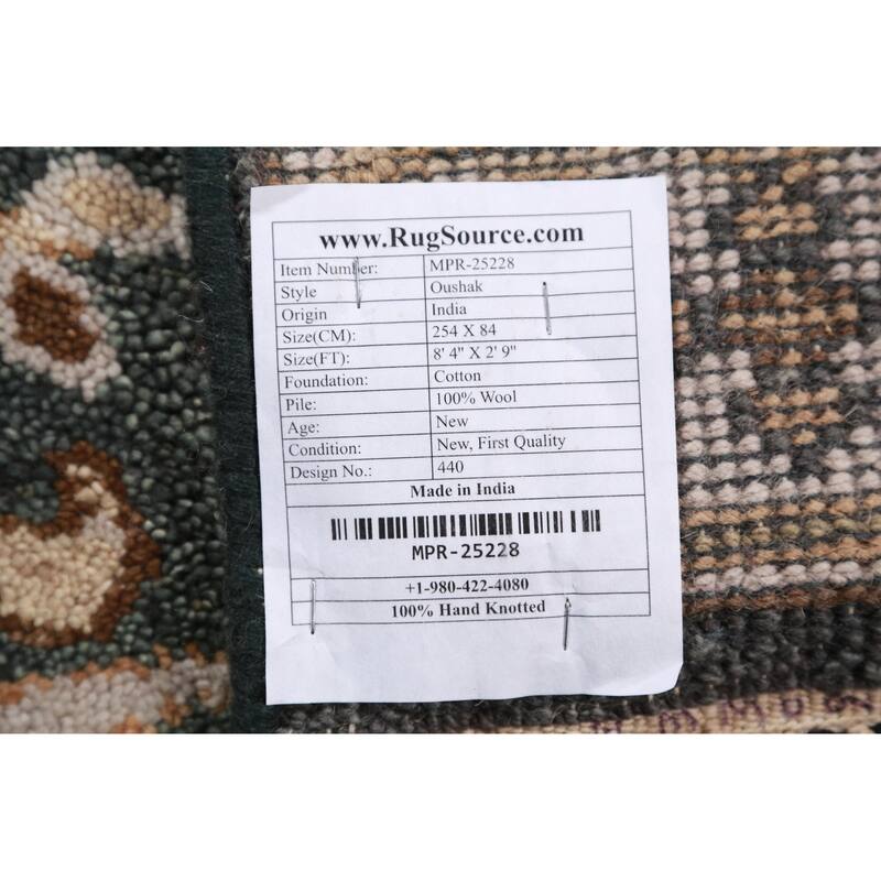 All-Over Oushak Oriental Runner Rug Handmade Wool Carpet - 2'9" x 8'4"