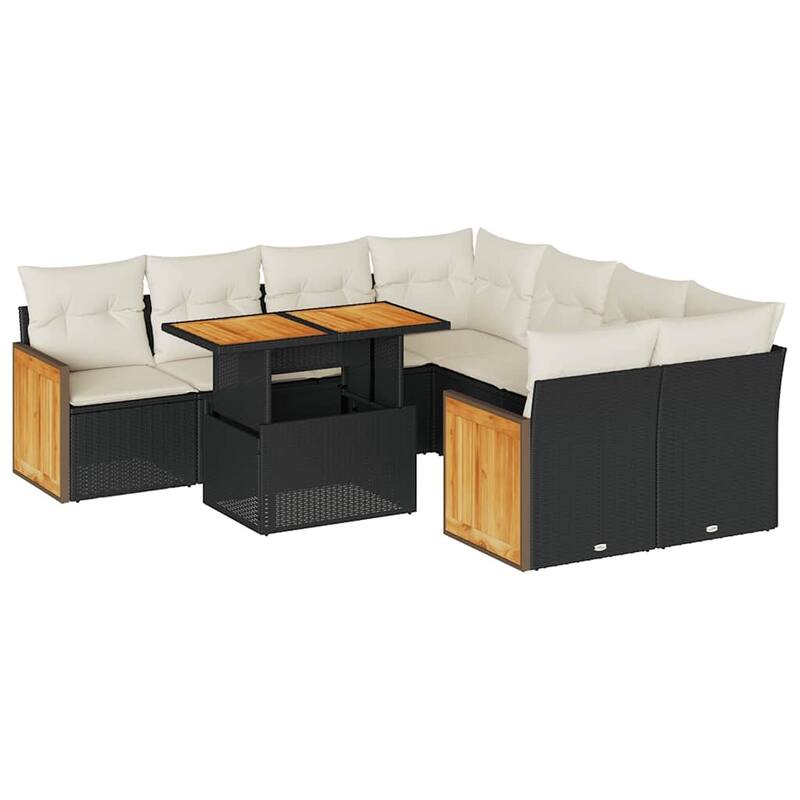 vidaXL Patio Sofa Set with Cushions Outdoor Furniture 9 Piece Poly Rattan