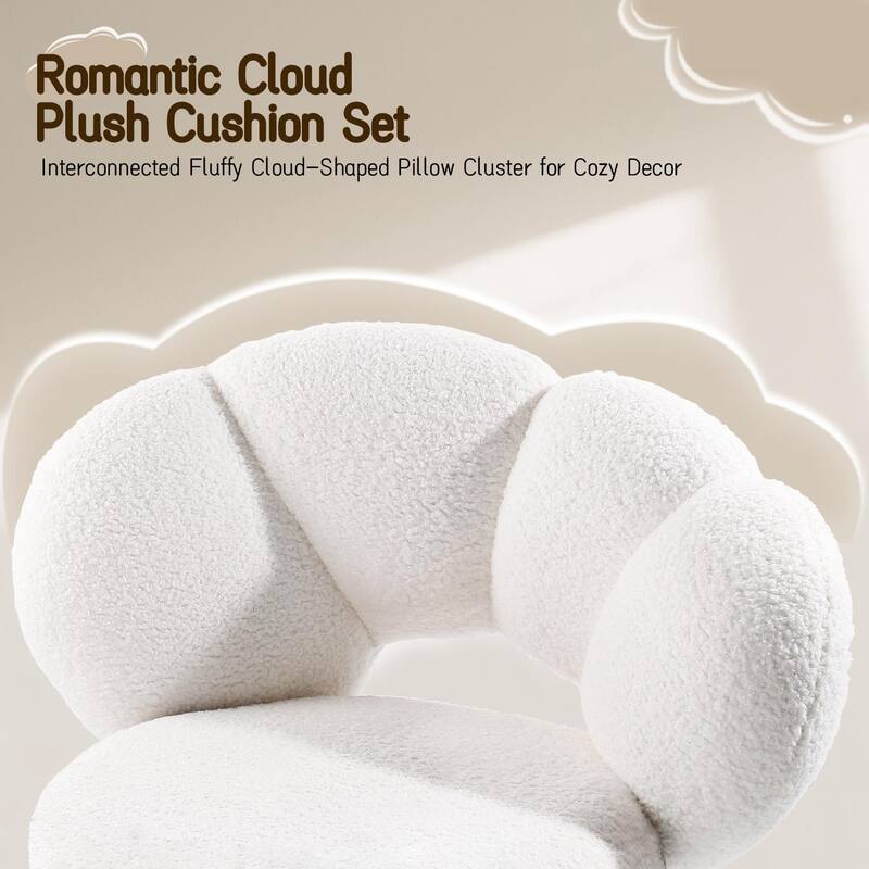 BOSSIN Cloud-Shaped Vanity Chair - Adjustable Swivel Desk Chair with Casters, Office chair for Bedroom, Office & Living Room