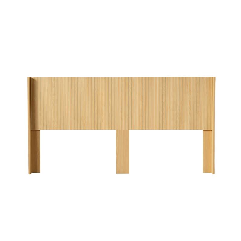 80.2" Wide Wooden King Headboard Only Wall Mounted Fluted Panel - Light Natural