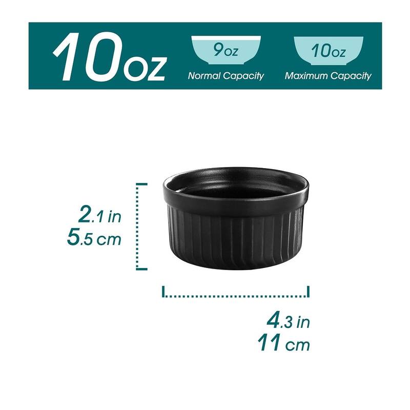 vancasso FORTE 6-Piece Stoneware Matte Black Round Baking Dish